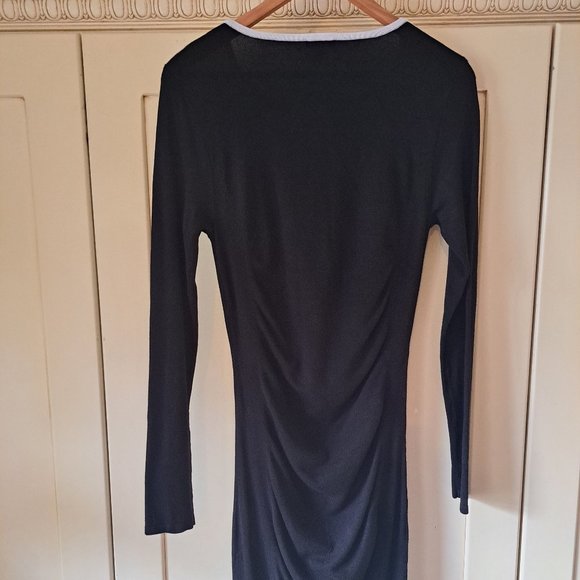 Express Black & White long sleeve ruched sweater dress. Size Med - Picture 4 of 7